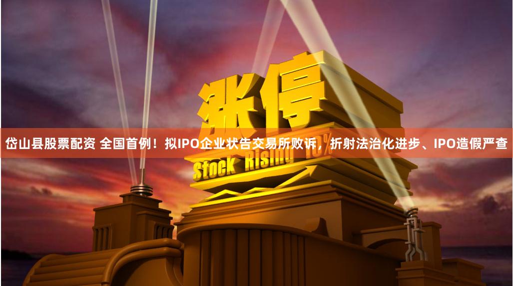 岱山县股票配资 全国首例！拟IPO企业状告交易所败诉，折射法治化进步、IPO造假严查
